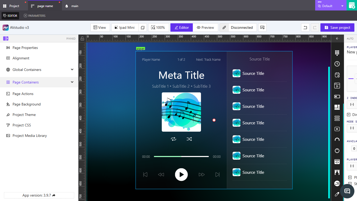 Player element displayed in the Editor Player Overview