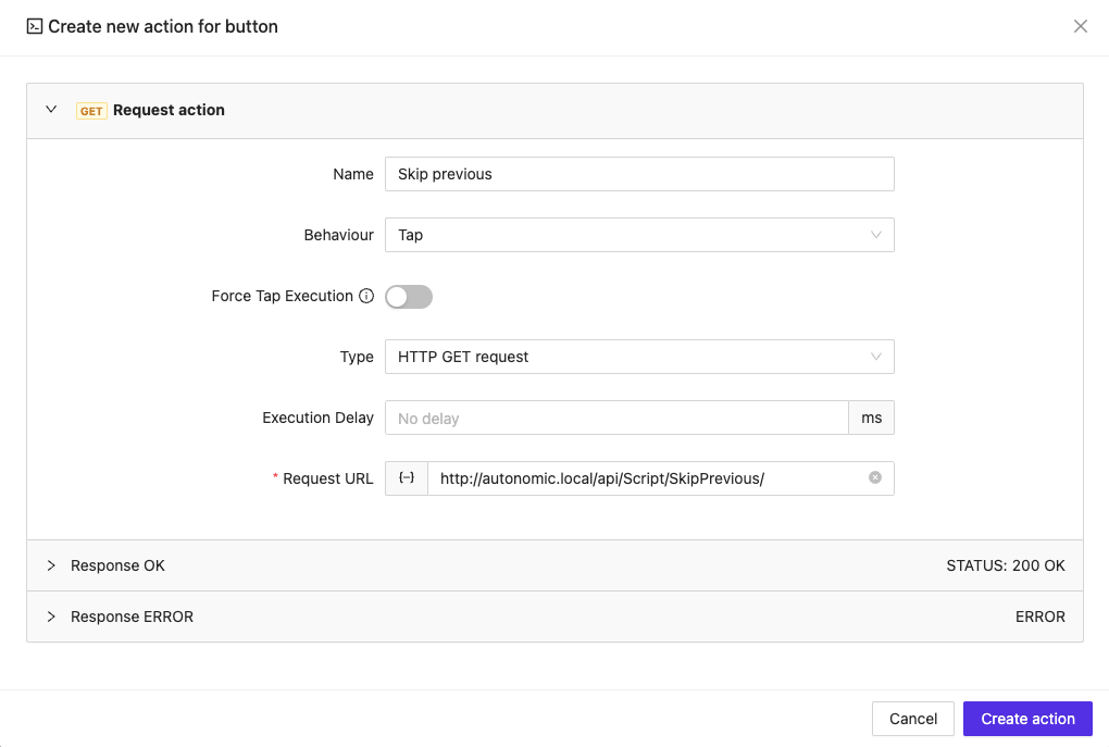 Back button action