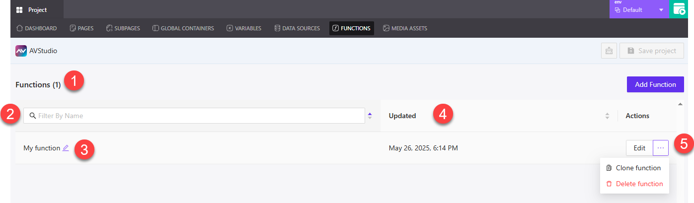 Function Dashboard